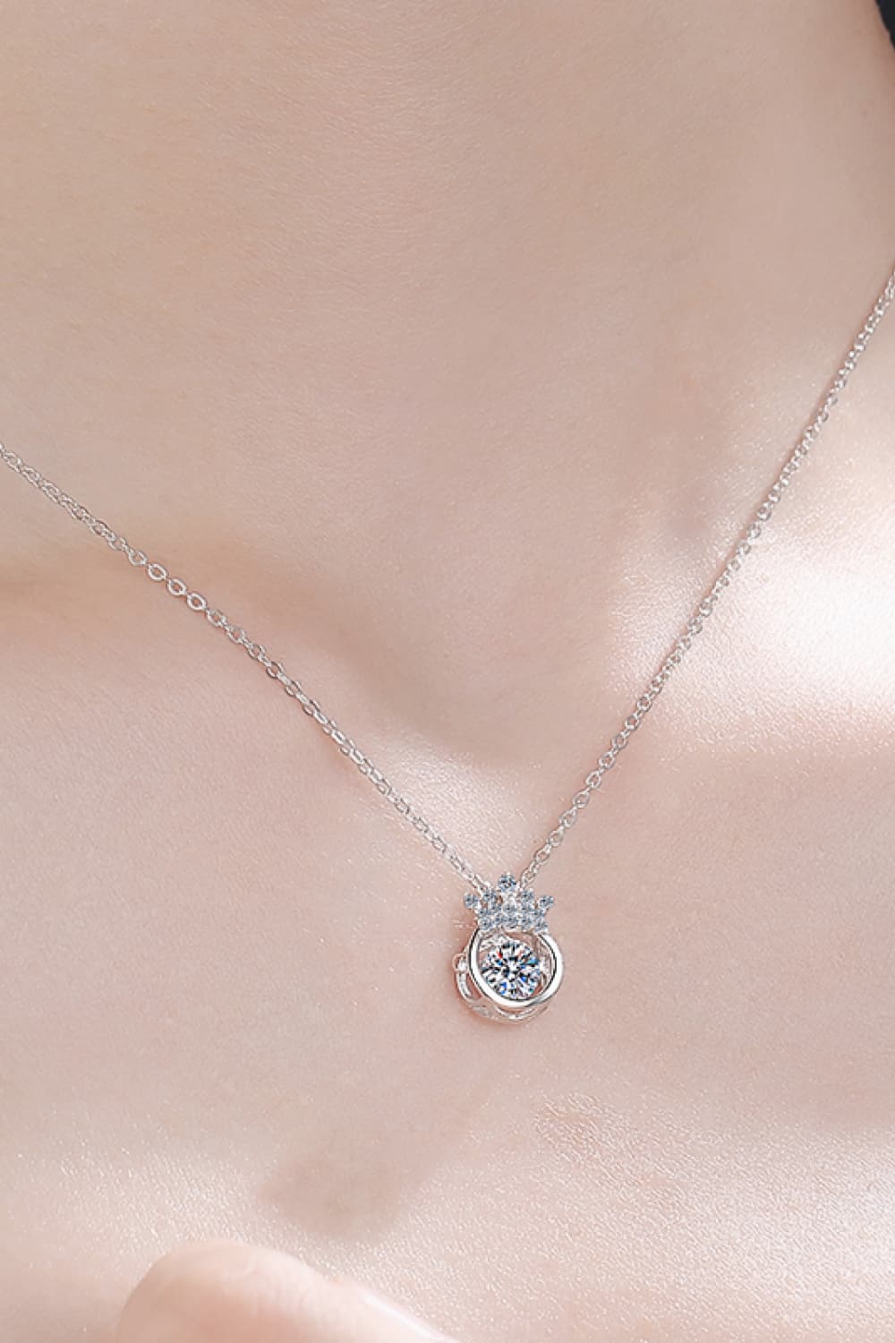 Moissanite 925 Sterling Silver Crown Necklace