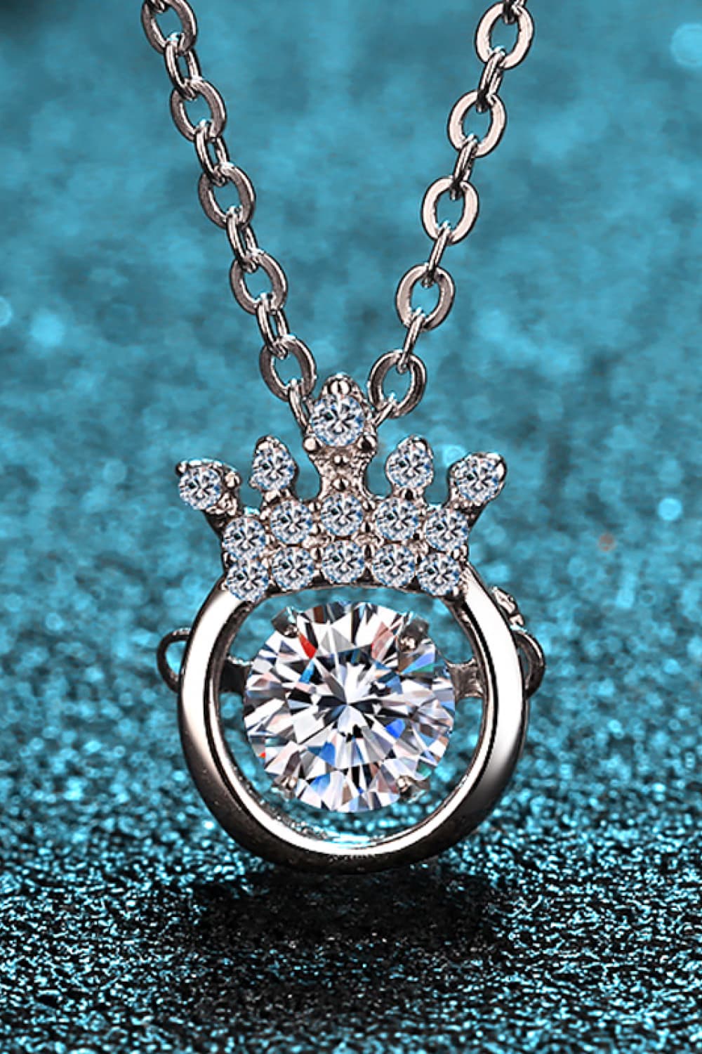 Moissanite 925 Sterling Silver Crown Necklace